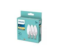 PHILIPS Bombilla LED E14 blanco cálido, paquete de 3 unidades, 40 W, ahorro de energía, E14, con larga vida útil, iluminación LED clásica de color blanco cálido