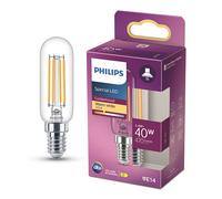Philips Bombilla LED E14 Tubo T25 Filamento transparente 2700K 3,4W (40W)