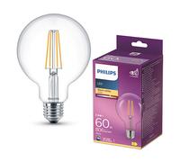 Philips Bombilla LED E27 | Globo G95 | Filamento | Transparente | 2700K | 5,9 W (60 W)