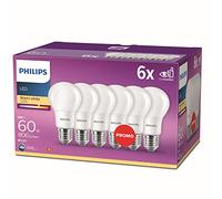 Philips - Bombilla LED esférica casquillo E27, 8 W, equivalente a 60 W, luz blanca cálida, 806 lúmenes, pack de 6
