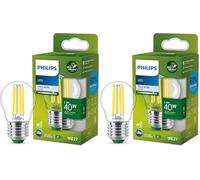 Philips Bombilla LED esférica Eficiente, Casquillo E14 2.3W, 485 Lúmens, Luz Blanca Fría 4000k, Clase Energetica A (Paquete de 2)