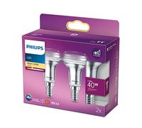 Philips - Bombilla LED Reflectora, 40W, R50 E14, 36 Grados Apertura, Luz Blanca Cálida, No Regulable, Pack de 2 Unidades