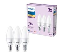 Philips - Bombilla LED tipo vela 2.8W (Eq. 25W) 250 lúmenes, casquillo E14 Luz Cálida (2700K) - Pack de 3 Bombillas
