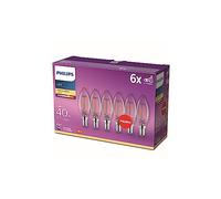 Philips Bombilla LED Tipo Vela Transparente No Regulable 4.3W E14 470lm | Luz Blanca Cálida 2200-2700K, Hasta 90% Menor Consumo, Tecnología EyeComfort, Sustituye Bombillas Antiguas de 40W, Duradera