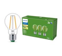 Bombilla LED Ultraeficiente Philips E27, 40 W, transparente, blanco cálido 2700 K, paquete de 6 unidades