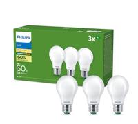 Philips Bombilla LED UltraEficiente Mate (pack 3un), E27, 4W Equivalente a 60W, Luz Blanca Cálida 2700k nergética A