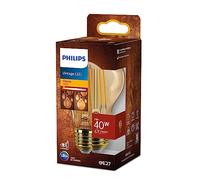 Philips Bombilla LED Vintage Ámbar Tipo A60, Casquillo E27 7W, 470 Lúmens, Luz Efecto Llama, 1800k
