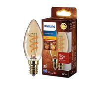 Philips Bombilla Philips LED Vintage Ámbar Tipo vela, Casquillo E14 3W, 250 Lúmens, Luz Efecto llama 2200k