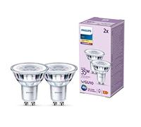 Philips - Bombilla tipo foco 3.5W (Eq. 35W) 255 lúmenes, casquillo GU10, Luz Blanca Cálida (2700k) - Pack 2 Bombillas