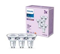 Philips - Bombilla tipo foco 3.5W (Eq. 35W) 275 lúmenes, casquillo GU10, Luz Blanca Fría (4000k) - Pack 3 Bombillas