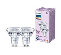 Philips - Bombilla tipo foco 4.6W (Eq. 50W) 355 lúmenes, casquillo GU10, Luz Blanca Cálida (2700k) - Pack 2 Bombillas