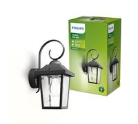 PHILIPS Buzzard Aplique de Pared Exterior, IP44 Resistente a la Intemperie, Duradero, Aluminio, Diseño Clásico, Negro, Bombilla E27 Se Vende Por Separado