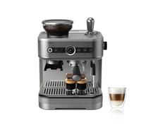 PHILIPS Cafetera espresso semiautomática Barista Brew - Espresso simple y doble + Botón Americano, recipiente de 250 g de café en grano, guía intuitiva, prensado calibrado, acero Inox (PSA3218/01)