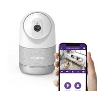 Philips Cámara de Vigilancia Interior WiFi 2K PTZ con Modo Privado | Giro 355°/75°, visión nocturna 10 m, autotracking, detección humana, sirena 90 dB, audio bidireccional y microSD 8 GB.