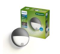 PHILIPS Capricorn Aplique LED Exterior con Sensor de Movimiento, Gris | 4.3W 800lm 2700K, Resistente al Sol, Agua e Intemperie, Anticorrosión, Carcasa de Aluminio, Ideal para Jardines y Patios