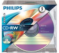 PHILIPS CD-RW 12x, 5 unidades, regrabables