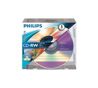 Cd-rw 12x 700mb philips regrabable caja slim pack 5 uds