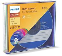 Philips cd-rw 80min / 700mb / 4-12x slimcase color (5 disc)