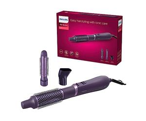Philips Cepillo Moldeador Serie 3000, Revestimiento Ceramico con Keratina, 3 Accesorios para añadir Volumen o Crear Ondas, Ionico, BHA530/00, Morado