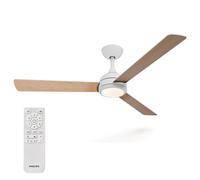 Philips Civx Plafón LED con Ventilador de Techo 32W+24W Blanco/Madera | 3 Tonos de Luz Blanca, Mando a Distancia Incluido, Flujo de Aire Silencioso de 2 Direcciones, 6 Velocidades, Aspas de 2 Caras