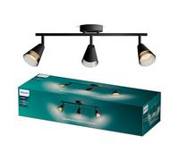 Philips Cleft - Foco LED decorativo Ajustable(3 luces), bombilla GU10 no incluido, Negro, IP20