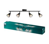Philips Cleft - Foco LED decorativo Ajustable(4 luces), bombilla GU10 no incluido, Negro, IP20