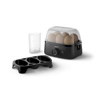 Philips Cuece huevos Serie 3000, Tamaño familiar hasta 6 huevos (blandos, medios, duros, escalfados), Fácil de limpiar, Bandeja para escalfar y perforador de huevos, 400 W, Diseño compacto (HD9137/90)