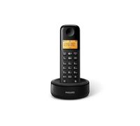 Philips D1601B - Teléfono Fijo Inalámbrico, Pantalla 4,1 cm, Retroalimentación, Identificador de Llamadas, Ecualizador Paramétrico, Plug & Play, Eco+ - Negro (Compatible: ES, IT, FR)