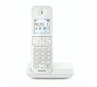 Philips D2701W - Teléfono Fijo Inalámbrico, Pantalla Retroiliminada 4,6', Micrcoteléfono Vertical, Llamadas Manos Libres, hasta 14 Horas, Antena Optimizada, Ajustes de Privacidad, Color Blanco