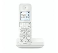 Philips D2701W - Teléfono Fijo Inalámbrico, Pantalla Retroiliminada 4,6', Micrcoteléfono Vertical, , 14 Horas, Antena Optimizada, Ajustes de Privacidad, Color Blanco