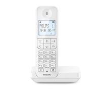 Philips D2701W - Teléfono Fijo Inalámbrico, Pantalla Retroiliminada 4,6', Micrcoteléfono Vertical, Llamadas Manos Libres, hasta 14 Horas, Antena Optimizada, Ajustes de Privacidad, Color Blanco