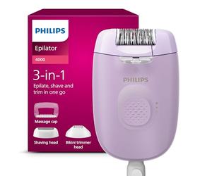 Philips Depiladora Serie 4000, depiladora con cable para el cuerpo y la zona del bikini, depila, afeita y recorta, dispositivo para eliminar el vello para mujeres, BRE257/00