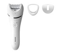 Philips Depiladora Serie 8000. Depilación inalámbrica húmeda y seca para piernas y cuerpo con 3 accesorios. Cabezal depilador extra ancho. 3 pines, Bre70001.