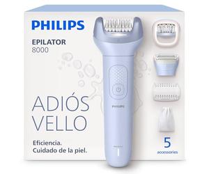 Philips Depiladora Serie 8000 - Depiladora eléctrica inalámbrica, uso en seco y en mojado, para piernas y cuerpo, con tecnología ProGuide, 5 accesorios, 60 minutos de autonomía, modelo BRE709/00