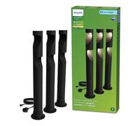 Philips Desi Aplique Pedestal Exterior, 24 V, Luz Blanca Cálida, 2700 K, 180 lm, Bajo Volatje, Negro, Pack de 3, Protección IP44, Enchufe UE
