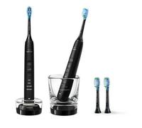Philips Sonicare DiamondClean 9000, cepillo dental eléctrico, paquete doble, cepillo dental sónico con aplicación, sensor de presión, vaso de carga, negro, modelo HX9914/63