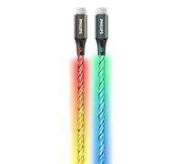 Philips DLC5130C - Cable USB-C de 60 W PD, 1 m, luz de respiración RGB, carga rápida, sin enredos, cable trenzado para Android, MacBook, Switch, tablet, portátil