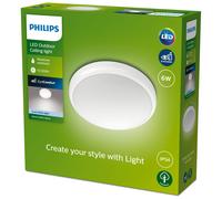 Philips - Plafón Philips Doris, lámpara de techo LED de exterior, color blanco, luz blanca neutra, 6W