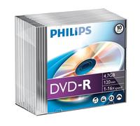 Philips DVD-R 4,7 GB / 120 Min / 16X Caja Delgada (10 Discos)