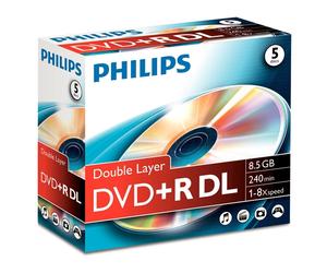 Philips DVD+R Doble Capa - 5 unidades