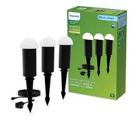 Philips Edwina Outdoor 24 V GardenLink Pedestal de bajo voltaje para exteriores, 2700 K, 180 lm, negro, Starter Kit, 3-pack, EU plug