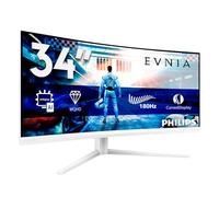 PHILIPS Evnia 34M2C5501A Gaming Monitor 34 Pulgadas 180Hz Panel Fast VA, 1ms GtG, HDR400, Altavoces, Altura Ajustable, (3440x1440 HDMI 2X 2.0 DP 1x 1.4 USB Hub) Blanco