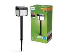 Philips Ezra Pedestal para exterior solar con sensor de movimiento UltraEficiente, 3000K, 250/25lm, Negro