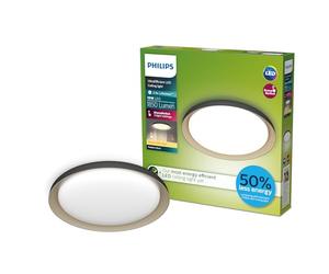 Philips Fleta - Plafond Techo LED UltraEficiente, SceneSwitch (blancos regulables), negro, 10W, 1850Lm, 2700K, IP20