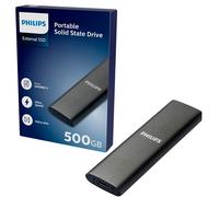 Philips SSD Externo portátil de 500 GB - Ultra Slim SATA Ultra Speed USB-C, Velocidad de Lectura de hasta 540 MB/s, Aluminio