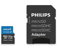 Philips Tarjeta SDXC de 512 GB + Adaptador SD UHS-I U3 Reads up to 100 MB/s A1 Fast App Performance V30 Memory Card for Smartphones, Tablet PC, Lector de Tarjetas