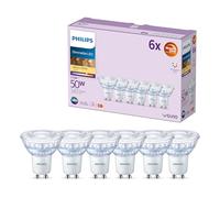 Philips Foco LED Regulable PAR16 GU10 2700K 345lm 3.8W, Blanco Pack de 6 | Luz Blanca Cálida, Cristal Mate, Iluminación de Acento 36°, Ideal para Lámparas o Focos Empotrados o de Carril