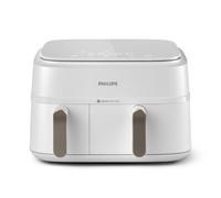 Philips Freidora de Aire Serie 3000, Doble Cesta 9L, 8-en-1, Sincronización Automática, 90% Menos Grasa, Tecnología Rapid Air, Apta Lavavajillas, con App HomeID, Blanca (NA353/10)