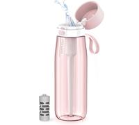 Philips GoZero - Botella de agua filtrada diaria con filtro de agua Philips para uso diario, plástico Tritan sin BPA, purifica el agua del grifo en agua potable saludable, 22 onzas, rosa