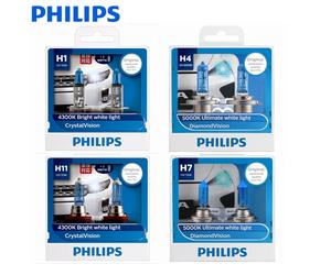 Philips H4 H7 H11 HB3 HB4 H8 H1 H3 9005 cristal visión coche halógeno faro 4300K blanco brillante 5000K diamante visión Auto lámparas